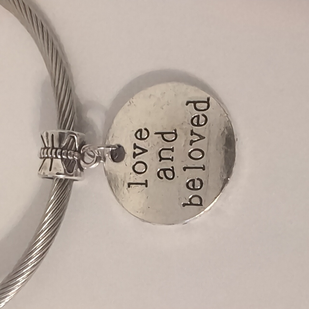 Silver Love and Beloved Dangle‎ Charm for Pandora Style Bracelet